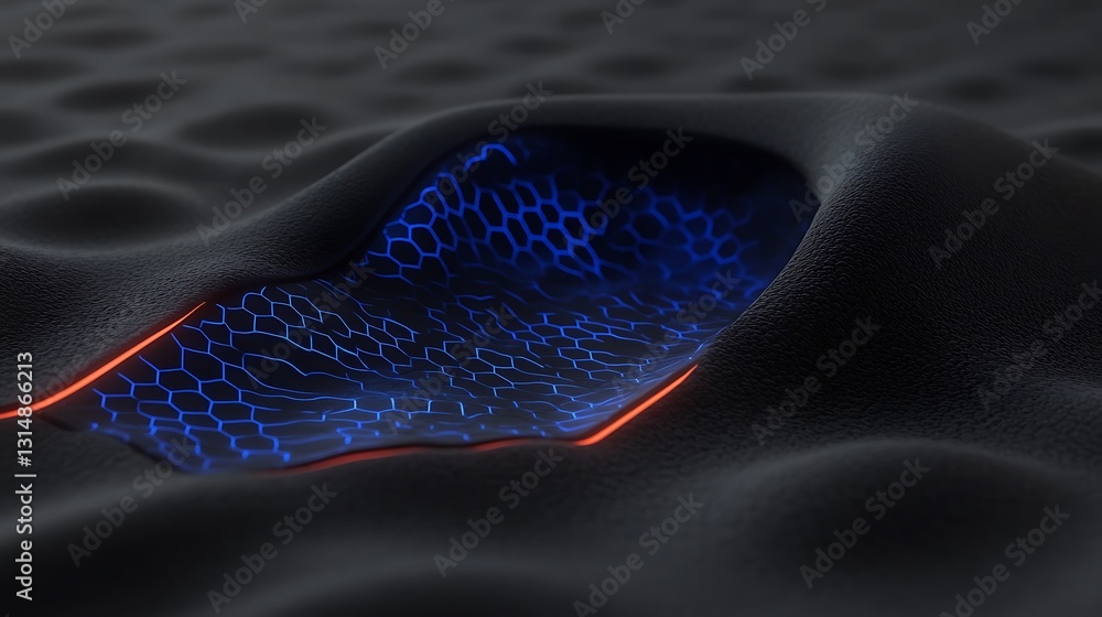 Poster abstract honeycomb pattern with luminous detail rendered in 3d space