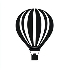 Naklejka premium Icon of Hot Air Balloon in Black and White Design
