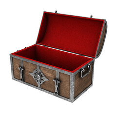 old empty wooden treasure chest