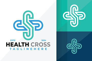 Obraz premium Letter S Health Cross Symbol Logo Icon Vector Design Illustration