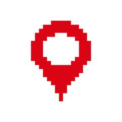 Red balloon icon with pixel design. white central highlight. vibrant and unique digital art.