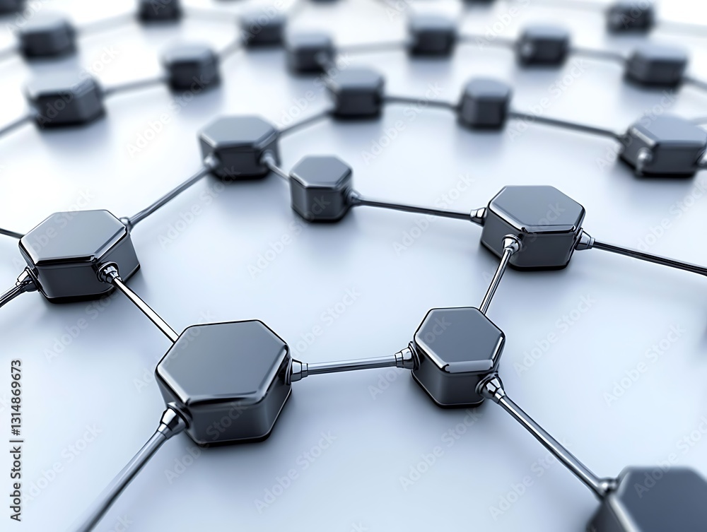 Poster complex metallic network structure representing modern connectivity