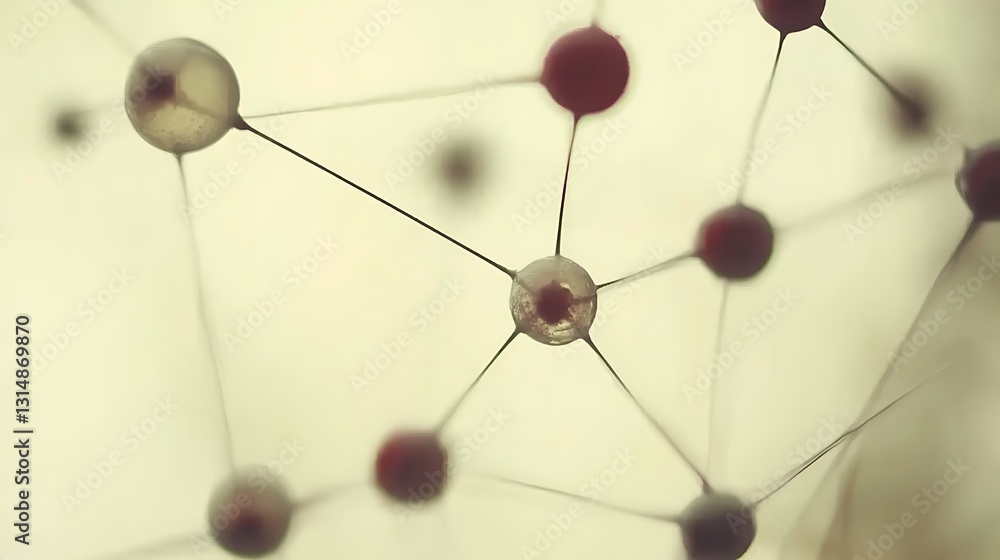 Poster connected spheres network abstract visualization with delicate lines