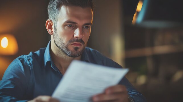 A man reviews life insurance policies his calm face reflecting peace of mind