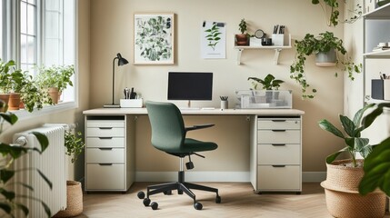 Home Office Decor: Serene Workspace with Plants