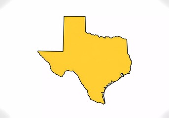 Texas State Outline Map: A Simple Yellow Representation