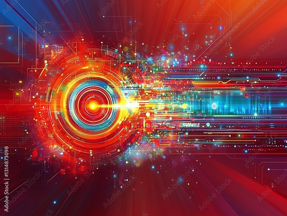 Poster energetic data stream circuit connection motherboard visualization