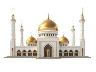 Obraz premium 3D illustration of mosque building, with transparent background, PNG file. generative AI 3D illustration of mosque building, with transparent background, PNG file.