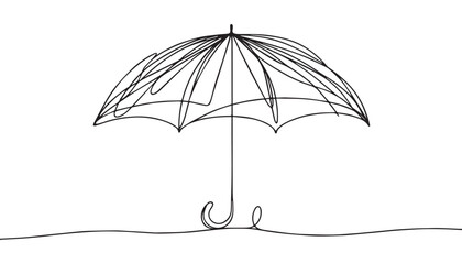 Continuous one single minimal line drawing umbrella