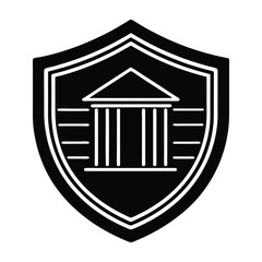 Secure Online Banking with a Shield Flat Vector Silhouette