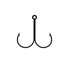 A double fishing hook with pointed barbs designed for secure bait holding and effective fish catching.