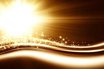 Golden light burst with elegant sparkling waves background design
