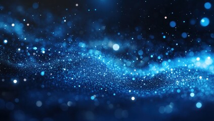 Stunning Blue Particle Background with Twinkling Stars and Glowing Light Effects for Abstract Art and Design Projects