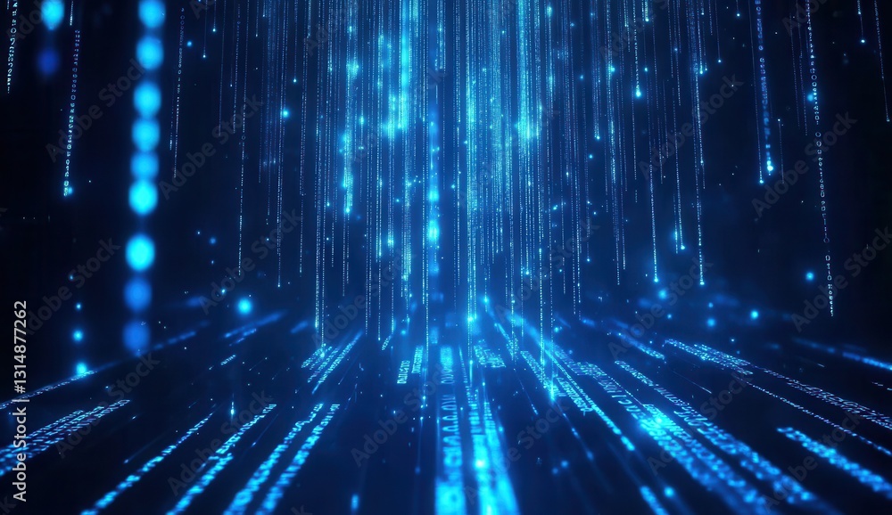 Poster stunning digital background of blue light particles and data streams creating a futuristic atmospher
