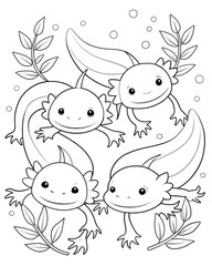 Axolotl coloring book far kids pages