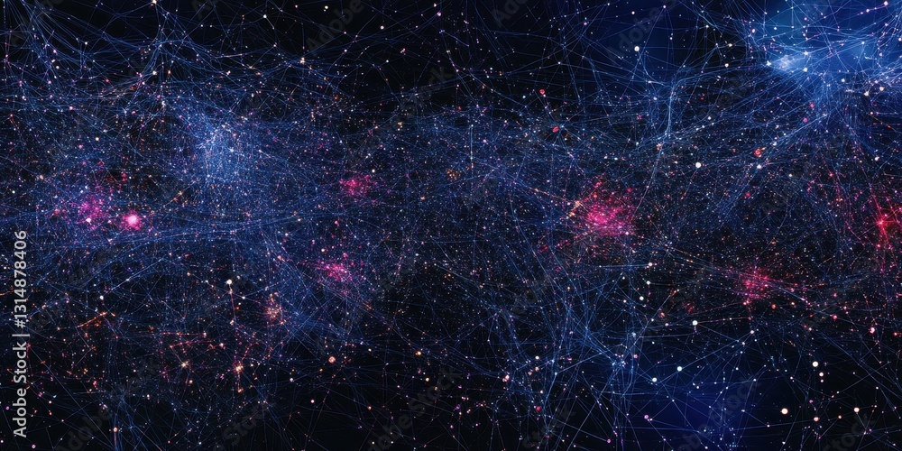 Aufkleber stunning visualization of cosmic web in deep space with bright stars and interstellar gas clouds acr