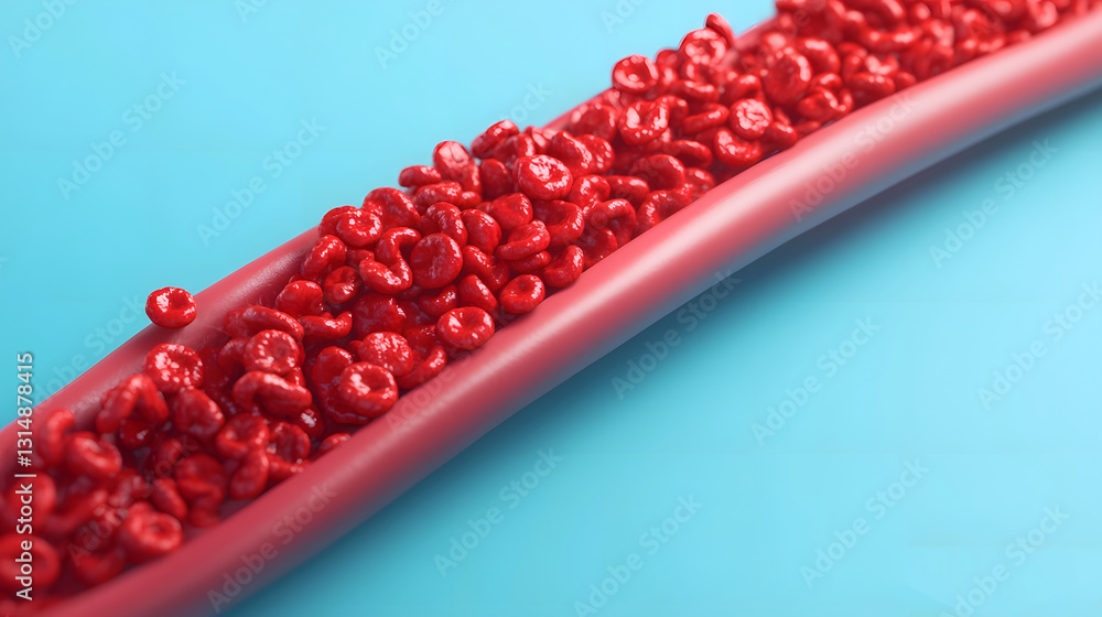 Poster dynamic animation-style visualization of oxygenated blood flow in body's arteries and deoxygenated r