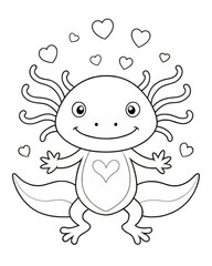 Axolotl coloring book far kids pages