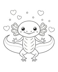 Axolotl coloring book far kids pages