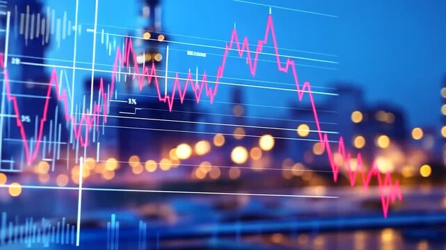 Stock Market Decline: Night Cityscape Background