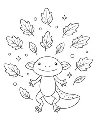 Axolotl coloring book far kids pages