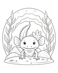 Axolotl coloring book far kids pages