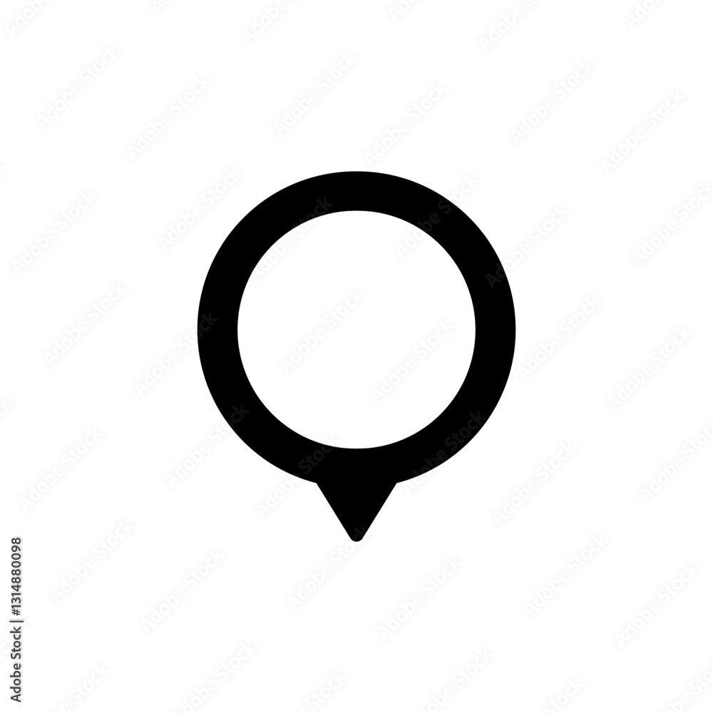 Poster the black location pin features a circular head with a pointed tail, ideal for map apps and guides.