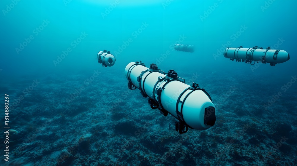 Aufkleber autonomous underwater robots performing coordinated subsea tasks