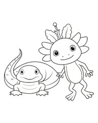 Axolotl coloring book far kids pages