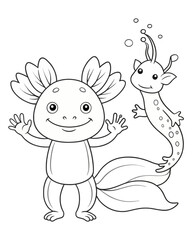 Axolotl coloring book far kids pages