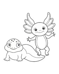 Axolotl coloring book far kids pages