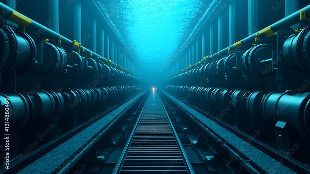 Aufkleber high-tech underwater factory performing automated welding on submerged structures