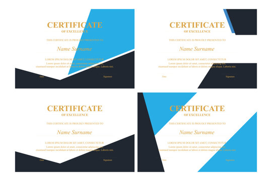 Four Blue/Black Achievement Certificates