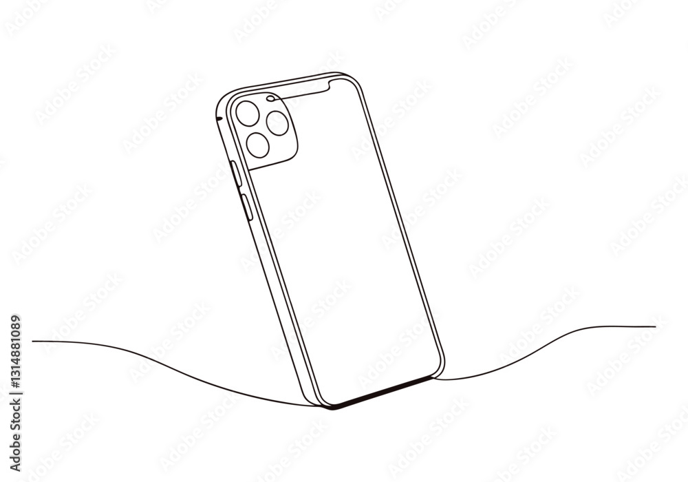Poster continuous one line phone | minimalist communication vector illustration