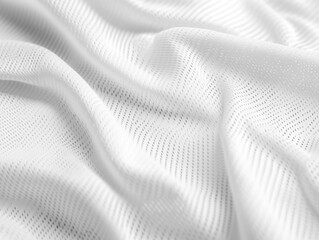 High-Performance White Fabric Football Jersey with Airflow Technology, white silk background