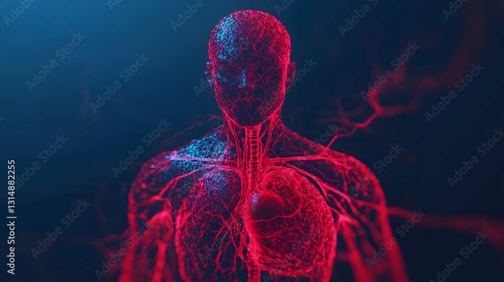 Poster captivating 3d render of the human circulatory system in dynamic motion
