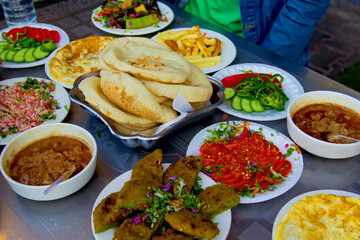 traditional egyptian meal falafel in a restaurant	