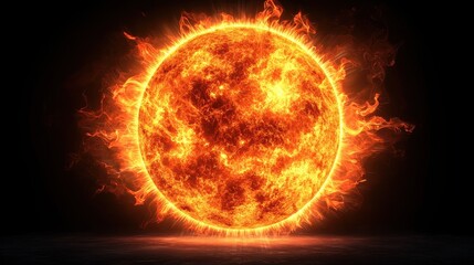 Fiery Sun Against Dark Background