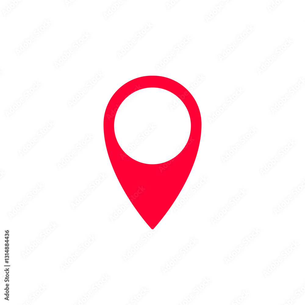 Poster a simple bright red map pin icon used in navigation and geographic applications for location marking