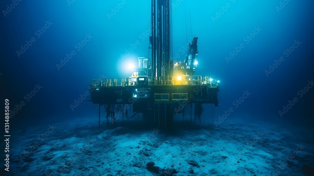Aufkleber underwater mining rig extracting precious materials from deep sea with powerful machinery
