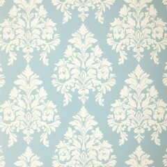 Obraz premium A light blue and white vintage wallpaper pattern featuring 