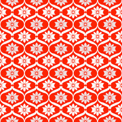 seamless floral pattern,  seamless pattern damesh white on red floral