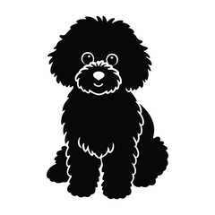Bichon Frise with Fluffy Round Coat Sitting Silhouette Isolated