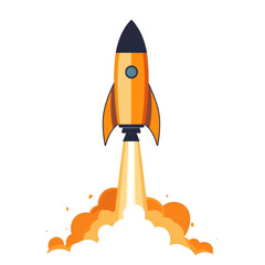 Colorful Rocket Launching Into Space with Flames and Smoke Effect