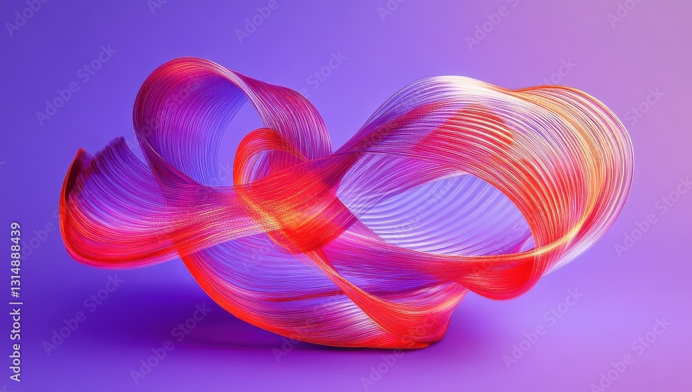 Poster vibrant abstract light waves twisting together in stunning colors on a soft purple gradient backgrou