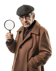 Old Man Detective Isolated on Transparent Background PNG
