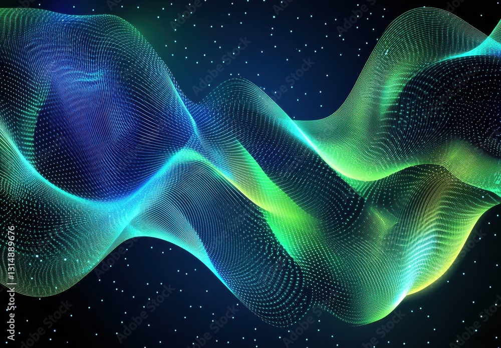 Aufkleber vibrant abstract waves of light and color flowing against a starry background in a universe of digit