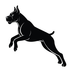 Fototapeta premium Boxer Dog Jumping Mid-Air with Strong Legs Silhouette Isolated