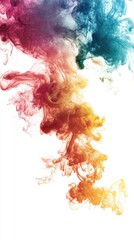 Obraz premium Colorful smoke plume rising against white background; abstract art, design element