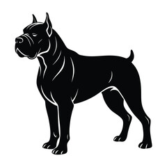 Cane Corso Standing Alert with Muscular Build Silhouette Isolated